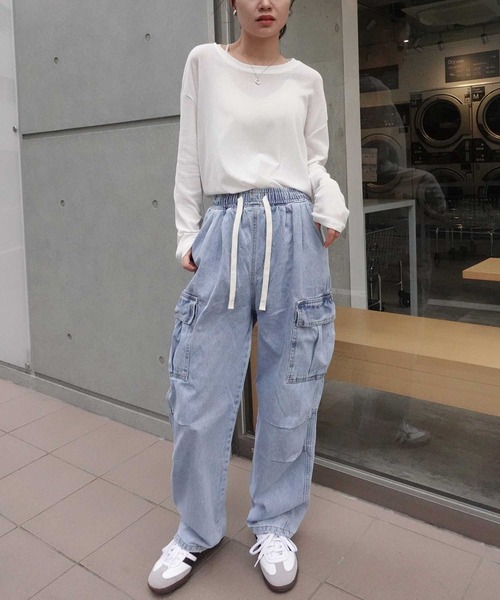 CORNERS（コーナーズ）の「デニムカーゴパンツ（カーゴパンツ・レディース・ブルー/インディゴブルー・S/M/L/XL）」の10枚目の写真