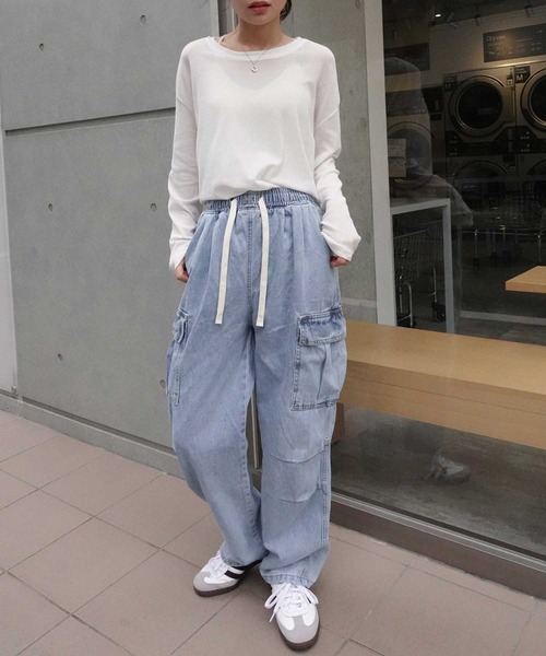 CORNERS（コーナーズ）の「デニムカーゴパンツ（カーゴパンツ・レディース・ブルー/インディゴブルー・S/M/L/XL）」の8枚目の写真