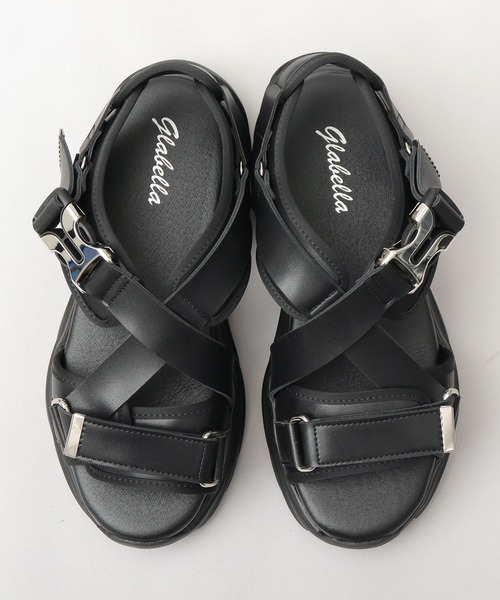 glabella（グラベラ）の「厚底チャンキーソール クロスベルト メタルバックル ストラップサンダル（サンダル・メンズ・ブラック・S/M/L）」の9枚目の写真