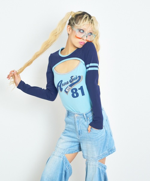 ANNA SUI NYC（アナ スイ エヌ ワイ シー）の「ANNA SUI NYC SPORTクレリックロングスリーブTシャツ（Tシャツ/カットソー・レディース・ブルー/グレー/ブラック・S/M）」の3枚目の写真