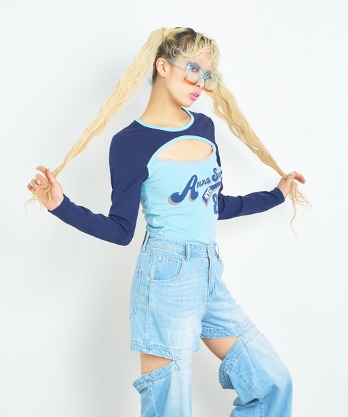 ANNA SUI NYC（アナ スイ エヌ ワイ シー）の「ANNA SUI NYC SPORTクレリックロングスリーブTシャツ（Tシャツ/カットソー・レディース・ブルー/グレー/ブラック・S/M）」の18枚目の写真