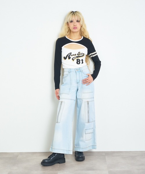 ANNA SUI NYC（アナ スイ エヌ ワイ シー）の「ANNA SUI NYC SPORTクレリックロングスリーブTシャツ（Tシャツ/カットソー・レディース・ブルー/グレー/ブラック・S/M）」の6枚目の写真