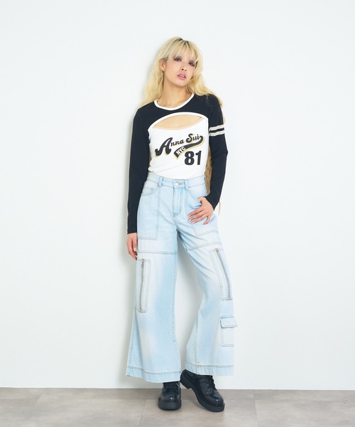 ANNA SUI NYC（アナ スイ エヌ ワイ シー）の「ANNA SUI NYC SPORTクレリックロングスリーブTシャツ（Tシャツ/カットソー・レディース・ブルー/グレー/ブラック・S/M）」の7枚目の写真