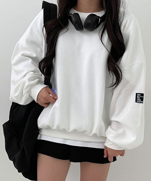 VIVID LADY（ビビッドレディー）の「オーバーフィットトレーナー（Tシャツ/カットソー・レディース・ダークネイビー/ブラック/アイボリー/グレー/ブルー・FREE）」の17枚目の写真