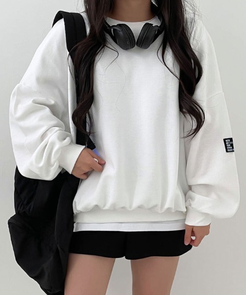 VIVID LADY（ビビッドレディー）の「オーバーフィットトレーナー（Tシャツ/カットソー・レディース・ダークネイビー/ブラック/アイボリー/グレー/ブルー・FREE）」の19枚目の写真