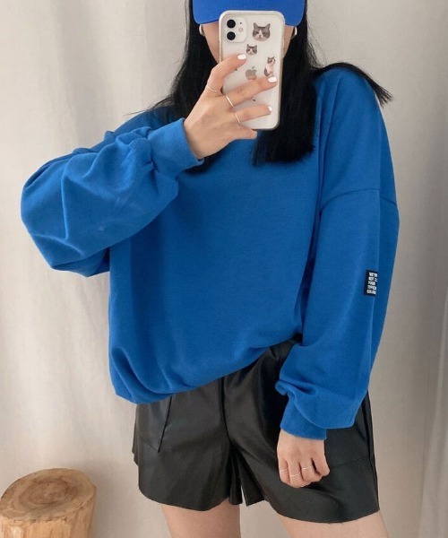 VIVID LADY（ビビッドレディー）の「オーバーフィットトレーナー（Tシャツ/カットソー・レディース・ダークネイビー/ブラック/アイボリー/グレー/ブルー・FREE）」の7枚目の写真