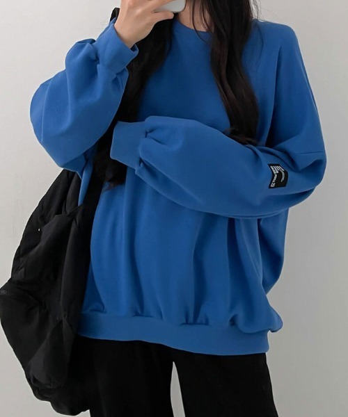 VIVID LADY（ビビッドレディー）の「オーバーフィットトレーナー（Tシャツ/カットソー・レディース・ダークネイビー/ブラック/アイボリー/グレー/ブルー・FREE）」の8枚目の写真