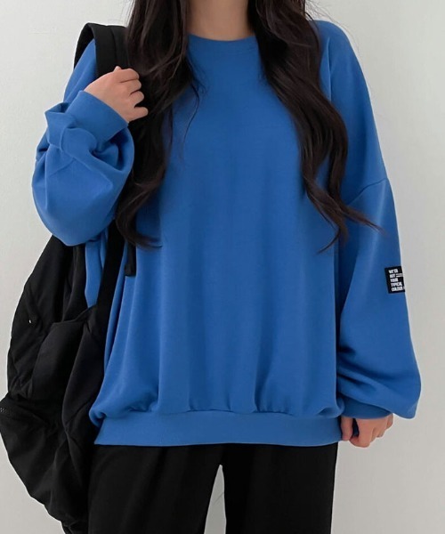 VIVID LADY（ビビッドレディー）の「オーバーフィットトレーナー（Tシャツ/カットソー・レディース・ダークネイビー/ブラック/アイボリー/グレー/ブルー・FREE）」の11枚目の写真
