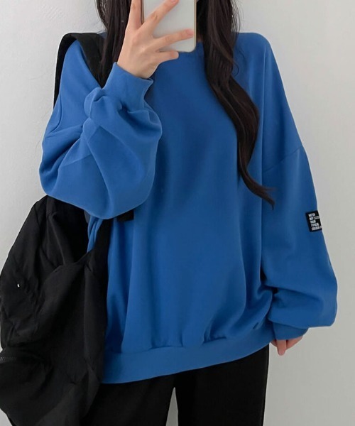 VIVID LADY（ビビッドレディー）の「オーバーフィットトレーナー（Tシャツ/カットソー・レディース・ダークネイビー/ブラック/アイボリー/グレー/ブルー・FREE）」の12枚目の写真