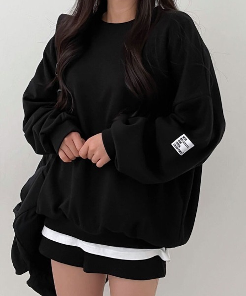 VIVID LADY（ビビッドレディー）の「オーバーフィットトレーナー（Tシャツ/カットソー・レディース・ダークネイビー/ブラック/アイボリー/グレー/ブルー・FREE）」の14枚目の写真
