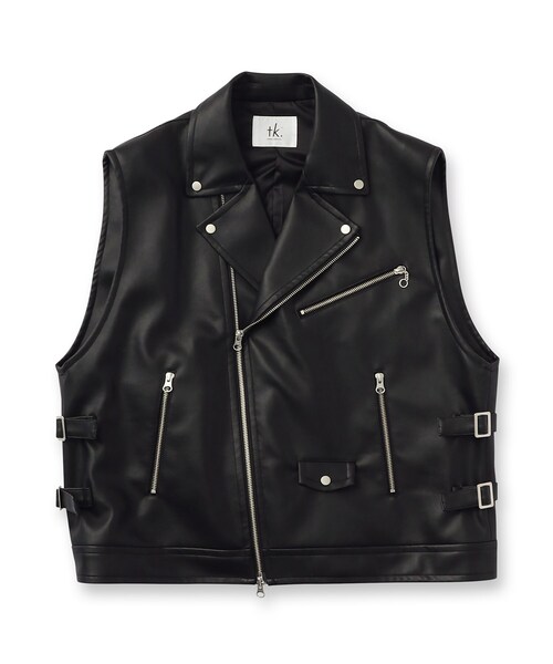 tk.TAKEO KIKUCHI（ティーケータケオキクチ）の「◆シンセティックレザーダブルライダースベスト（ベスト・メンズ・ブラック・88）」の8枚目の写真