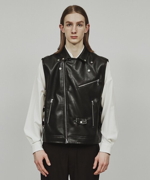 tk.TAKEO KIKUCHI（ティーケータケオキクチ）の「◆シンセティックレザーダブルライダースベスト（ベスト・メンズ・ブラック・88）」の12枚目の写真