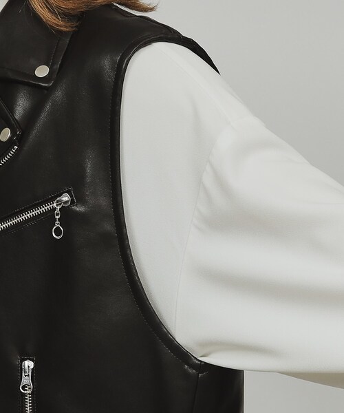 tk.TAKEO KIKUCHI（ティーケータケオキクチ）の「◆シンセティックレザーダブルライダースベスト（ベスト・メンズ・ブラック・88）」の15枚目の写真