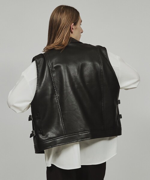 tk.TAKEO KIKUCHI（ティーケータケオキクチ）の「◆シンセティックレザーダブルライダースベスト（ベスト・メンズ・ブラック・88）」の5枚目の写真