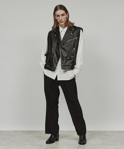 tk.TAKEO KIKUCHI（ティーケータケオキクチ）の「◆シンセティックレザーダブルライダースベスト（ベスト・メンズ・ブラック・88）」の6枚目の写真