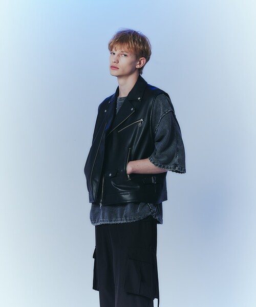 tk.TAKEO KIKUCHI（ティーケータケオキクチ）の「◆シンセティックレザーダブルライダースベスト（ベスト・メンズ・ブラック・88）」の20枚目の写真