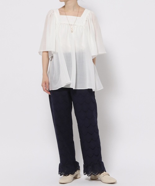 GLOBAL WORK（グローバルワーク）の「高山直子さんコラボ/刺繍レースストレートパンツ/EiiS/991886（その他パンツ・レディース・ネイビー/スミクロ・SMALL/X-SMALL）」の10枚目の写真