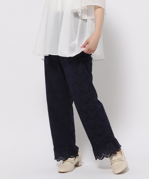 GLOBAL WORK（グローバルワーク）の「高山直子さんコラボ/刺繍レースストレートパンツ/EiiS/991886（その他パンツ・レディース・ネイビー/スミクロ・SMALL/X-SMALL）」の13枚目の写真