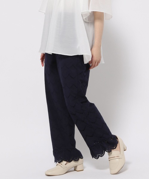 GLOBAL WORK（グローバルワーク）の「高山直子さんコラボ/刺繍レースストレートパンツ/EiiS/991886（その他パンツ・レディース・ネイビー/スミクロ・SMALL/X-SMALL）」の14枚目の写真