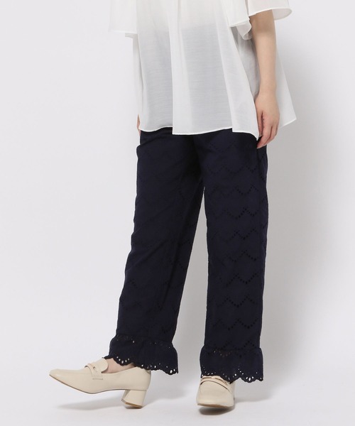 GLOBAL WORK（グローバルワーク）の「高山直子さんコラボ/刺繍レースストレートパンツ/EiiS/991886（その他パンツ・レディース・ネイビー/スミクロ・SMALL/X-SMALL）」の12枚目の写真