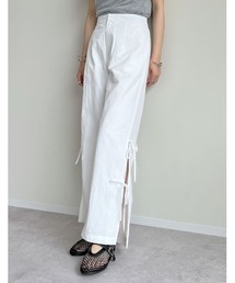 Re:EDIT | [2024SS PRE ORDER][低身長/高身長サイズ有]シマーメタリックサイドリボンパンツ(その他パンツ)