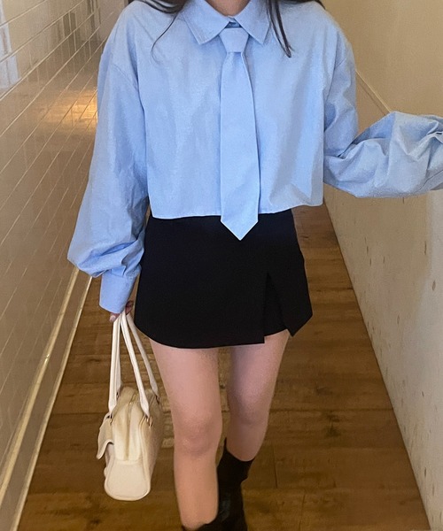 RiLi（リリ）の「ネクタイ付きシャツ【RL】（シャツ/ブラウス・レディース・ホワイト/ブルー/グレー・FREE）」の8枚目の写真