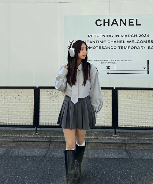 RiLi（リリ）の「ネクタイ付きシャツ【RL】（シャツ/ブラウス・レディース・ホワイト/ブルー/グレー・FREE）」の19枚目の写真