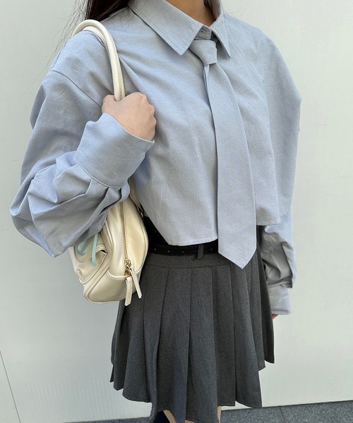 RiLi（リリ）の「ネクタイ付きシャツ【RL】（シャツ/ブラウス・レディース・ホワイト/ブルー/グレー・FREE）」の18枚目の写真