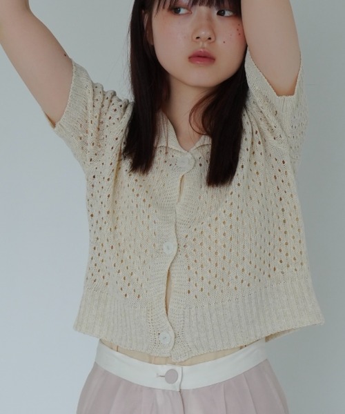mesh knit cardigan（Tシャツ/カットソー）｜Uenui（ウニュイ）