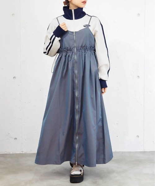 tiptop（ティップトップ）の「[丈が選べる]ナイロンZIPキャミチュニック/ワンピース（ワンピース・レディース・カーキ系/グレー系その他2/ホワイト系その他/アイボリー/ブラック/グレー系その他/ブラック系その他/カーキ系2・FREE/SHORT）」の5枚目の写真