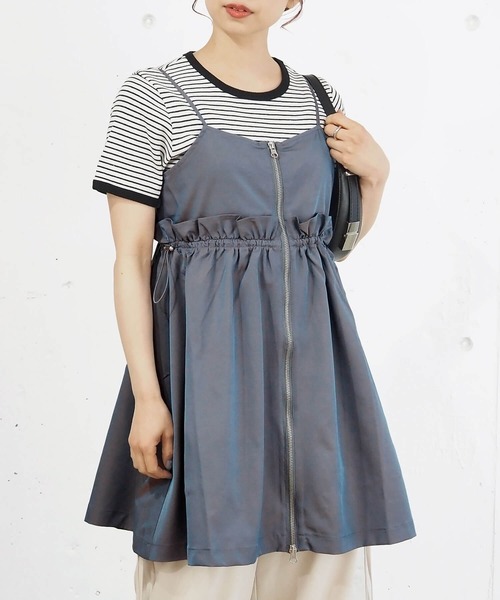 tiptop（ティップトップ）の「[丈が選べる]ナイロンZIPキャミチュニック/ワンピース（ワンピース・レディース・カーキ系/グレー系その他2/ホワイト系その他/アイボリー/ブラック/グレー系その他/ブラック系その他/カーキ系2・FREE/SHORT）」の6枚目の写真