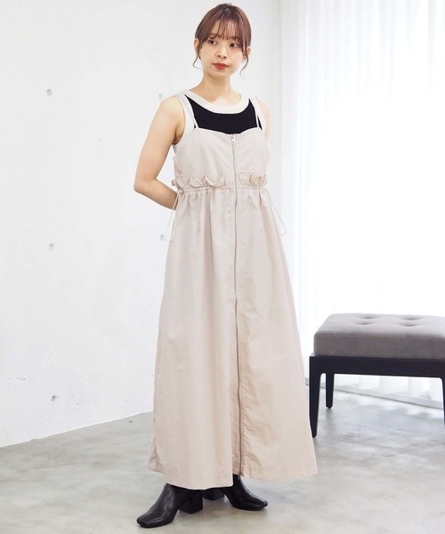 tiptop（ティップトップ）の「[丈が選べる]ナイロンZIPキャミチュニック/ワンピース（ワンピース・レディース・カーキ系/グレー系その他2/ホワイト系その他/アイボリー/ブラック/グレー系その他/ブラック系その他/カーキ系2・FREE/SHORT）」の19枚目の写真