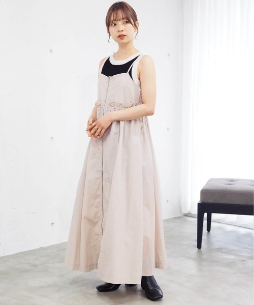tiptop（ティップトップ）の「[丈が選べる]ナイロンZIPキャミチュニック/ワンピース（ワンピース・レディース・カーキ系/グレー系その他2/ホワイト系その他/アイボリー/ブラック/グレー系その他/ブラック系その他/カーキ系2・FREE/SHORT）」の20枚目の写真