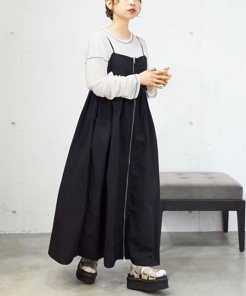 セール】[丈が選べる]ナイロンZIPキャミチュニック/ワンピース