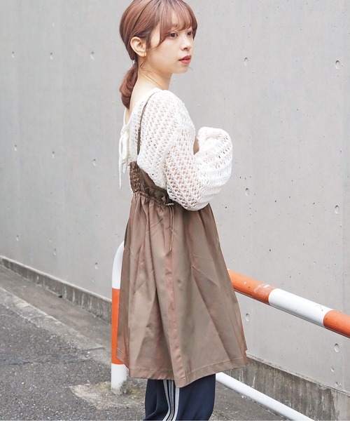 tiptop（ティップトップ）の「[丈が選べる]ナイロンZIPキャミチュニック/ワンピース（ワンピース・レディース・カーキ系/グレー系その他2/ホワイト系その他/アイボリー/ブラック/グレー系その他/ブラック系その他/カーキ系2・FREE/SHORT）」の9枚目の写真