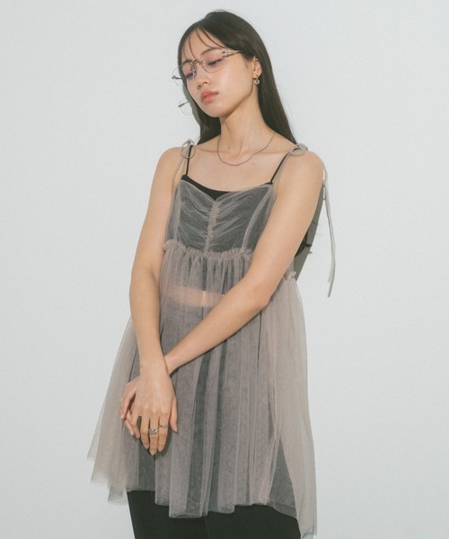 VANNIE U（ヴァニーユー）の「チュールビスチェチュニック/ミニワンピース（ワンピース・レディース・ブラック/ライトグレー・FREE）」の13枚目の写真