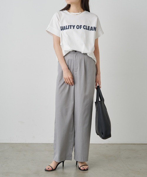 PUAL CE CIN(ピュアルセシン)の「シンプルロゴプリントTシャツ(Tシャツ/カットソー・レディース・ベージュ/グレー/オフホワイト・FREE)」の8枚目の写真