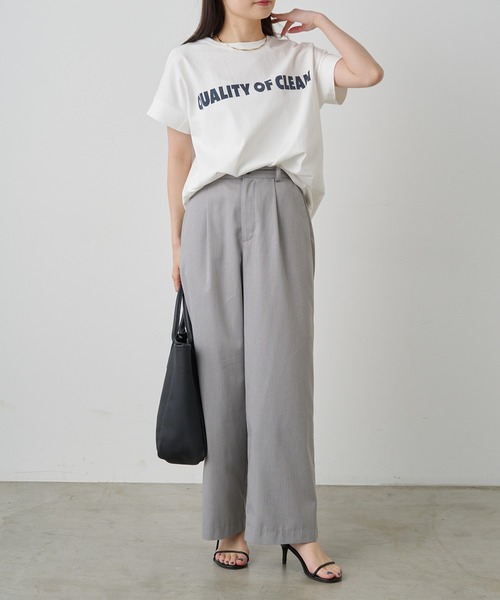 PUAL CE CIN(ピュアルセシン)の「シンプルロゴプリントTシャツ(Tシャツ/カットソー・レディース・ベージュ/グレー/オフホワイト・FREE)」の7枚目の写真