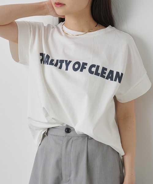 PUAL CE CIN(ピュアルセシン)の「シンプルロゴプリントTシャツ(Tシャツ/カットソー・レディース・ベージュ/グレー/オフホワイト・FREE)」の11枚目の写真