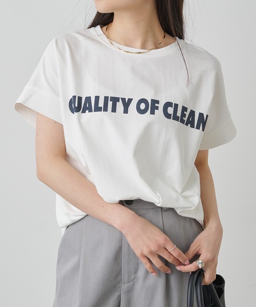 PUAL CE CIN(ピュアルセシン)の「シンプルロゴプリントTシャツ(Tシャツ/カットソー・レディース・ベージュ/グレー/オフホワイト・FREE)」の10枚目の写真