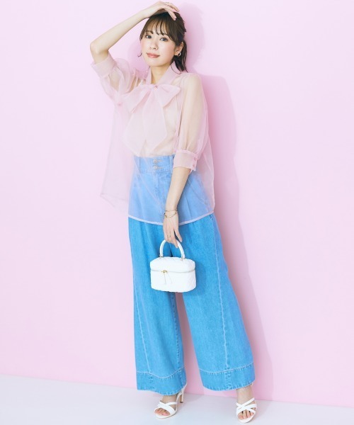 marun（マルン）の「＜大きいサイズ＞ ビッグリボンシアーブラウス marun（シャツ/ブラウス・レディース・ネイビー/ピンク・L/LL/3L/4L/5L）」の19枚目の写真