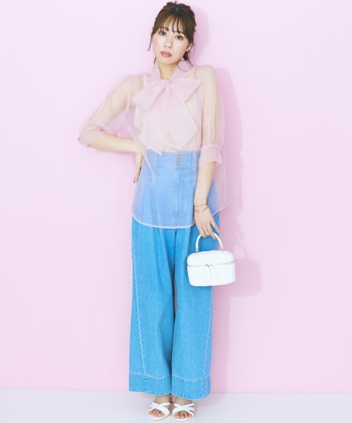 marun（マルン）の「＜大きいサイズ＞ ビッグリボンシアーブラウス marun（シャツ/ブラウス・レディース・ネイビー/ピンク・L/LL/3L/4L/5L）」の20枚目の写真