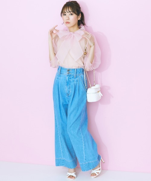 marun（マルン）の「＜大きいサイズ＞ ビッグリボンシアーブラウス marun（シャツ/ブラウス・レディース・ネイビー/ピンク・L/LL/3L/4L/5L）」の21枚目の写真