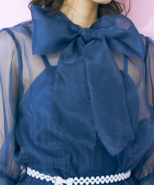 marun（マルン）の「＜大きいサイズ＞ ビッグリボンシアーブラウス marun（シャツ/ブラウス・レディース・ネイビー/ピンク・L/LL/3L/4L/5L）」の16枚目の写真