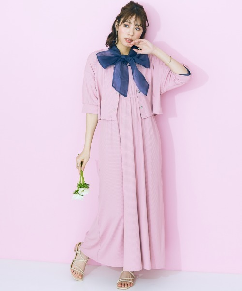 marun（マルン）の「＜大きいサイズ＞ ビッグリボンシアーブラウス marun（シャツ/ブラウス・レディース・ネイビー/ピンク・L/LL/3L/4L/5L）」の7枚目の写真