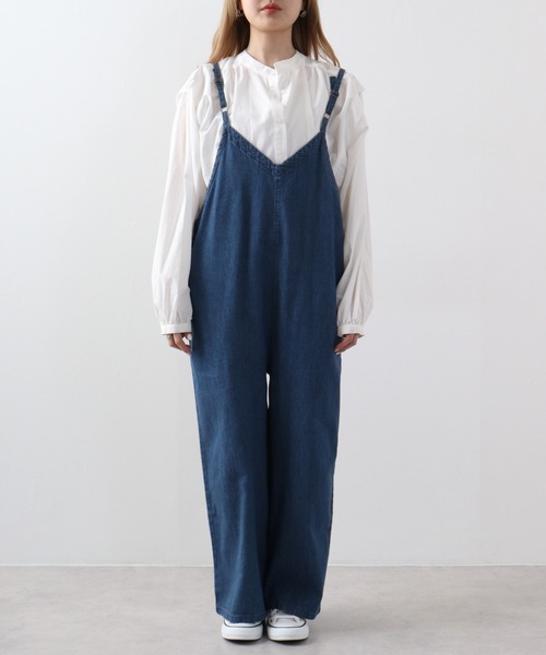 atONE(アットワン)の「atONE ゆったりワイドキャミオールインワンデニム(サロペット/オーバーオール・レディース・ブルー/ワンウォッシュ/ネイビー・LL~3L/M-L/4L~5L)」の20枚目の写真