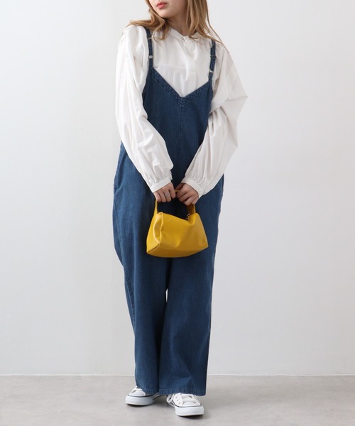 atONE(アットワン)の「atONE ゆったりワイドキャミオールインワンデニム(サロペット/オーバーオール・レディース・ブルー/ワンウォッシュ/ネイビー・LL~3L/M-L/4L~5L)」の15枚目の写真