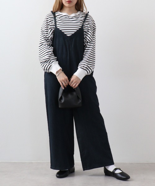 atONE(アットワン)の「atONE ゆったりワイドキャミオールインワンデニム(サロペット/オーバーオール・レディース・ブルー/ワンウォッシュ/ネイビー・LL~3L/M-L/4L~5L)」の17枚目の写真