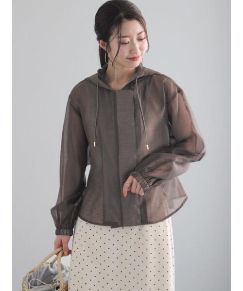 Te chichi（テチチ）の「シアーショートフーディ（シャツ/ブラウス・レディース・オフホワイト/モカ・F）」の10枚目の写真