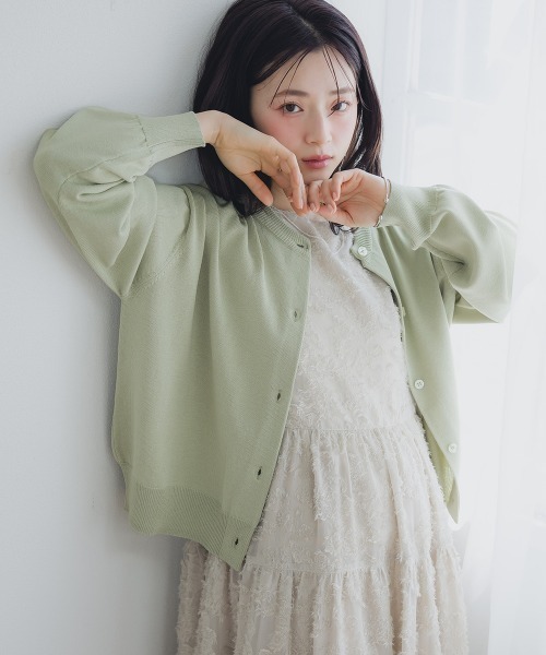 Petitjo（プッチージョ）の「小さいサイズ　接触冷感ニットカーディガン　低身長さん・小柄女性（カーディガン/ボレロ・レディース・ブルー/ベージュ/グリーン・01/02）」の2枚目の写真